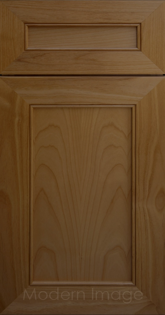 Highland Brown-stained Shaker kitchen cabinet door with wide rails and a flat center panel.